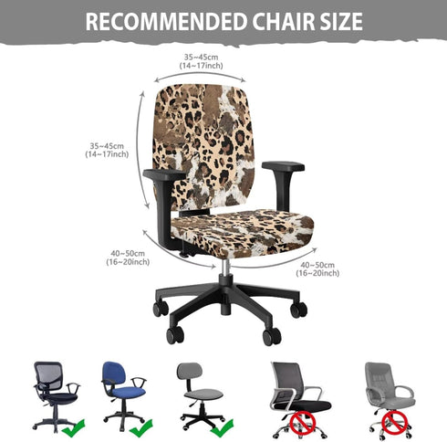 Cugasmaru 4-Pc Set Brown Leopard Office Chair Covers with Office Chair Arm Pads St. Patrick's Day Accent Chair Stretchy