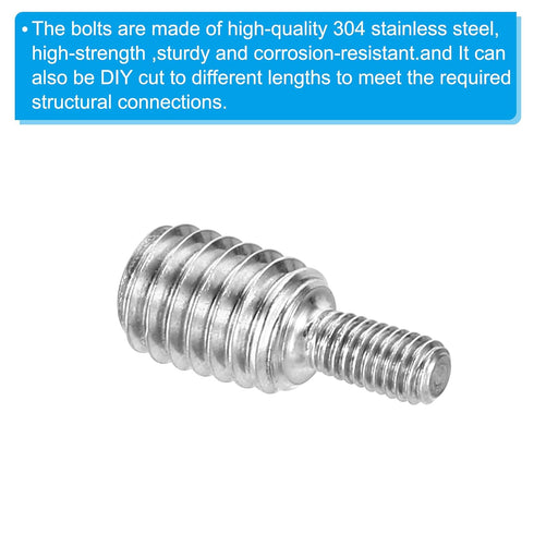 PATIKIL M3x6mm to M6x8mm Double End Threaded Stud Screw Bolt - 10 Pack 304 Stainless Steel Rod Bolts for Furniture