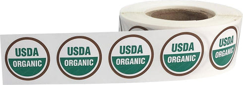 USDA Organic Labels - 3/4 Inch Round Circle Dots, 500 Adhesive Stickers