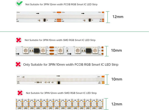 ENQIMAOYI 12pcs 12mm 3-Pin (3pin 12mm 12pcs LED Connectors L-Shaped/Corner Connectors for RGB Smart IC COB LED Strip