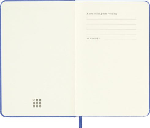 Moleskine Classic Notebook, Hard Cover, Pocket, 3.5" x 5.5", Plain/Blank, Hydrangea Blue, 192 Pages