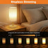 Dimming 2700K 5W 50K Bulb Touch Bedside Table Lamp - Stepless USB Powered, Minimalist Wood Base Linen Shade, Warm Light
