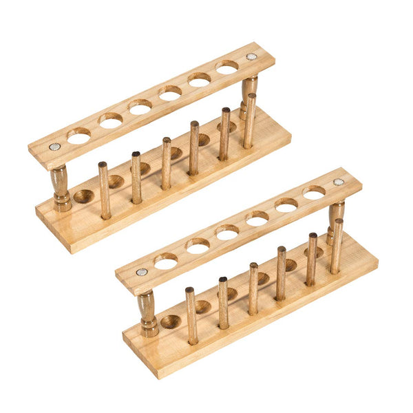 uxcell Wooden Test Tube Holder Rack for 16-20mm Centrifuge Tubes, 6 Wells, 6 Pins, 2Pcs