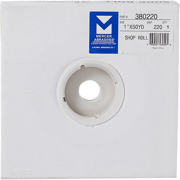 Mercer Industries 380220-1" x 50 yards Shop Roll, 220 Grit Sandpaper