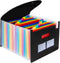 Uquelic Large Plastic 24 Pocket Expanding File Folder with Cover - Rainbow Accordion A4 Document Organizer Briefcase