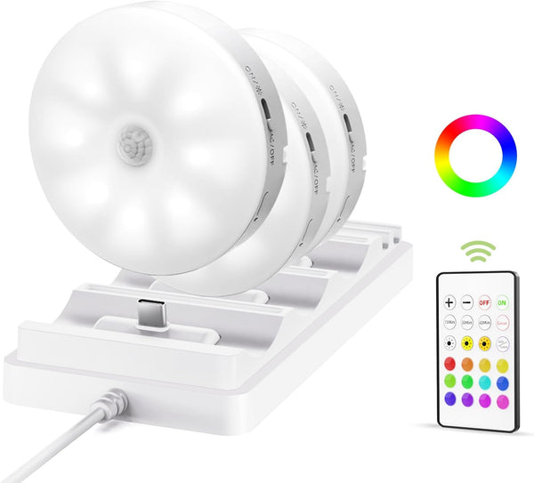 EZVALO Under Cabinet Lighting with Charging Station, 1000mAh Rechargeable Puck Lights with