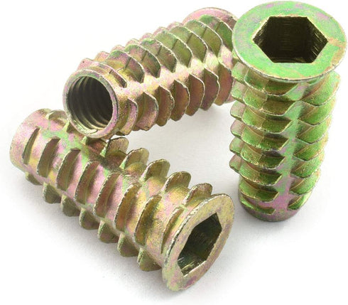 LQ Industrial 25pcs 5/16-18x1-1/5 Inch Furniture Screw-in Nut, Zinc Alloy Bolt Fastener Connector for Wood Furniture