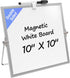 MaxGear Small White Board with Stand - 10" x 10" Double-Sided Magnetic Aluminium Frame Mini Dry Erase Board
