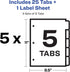 Avery 5 Tab Dividers for 3 Ring Binder, Customizable Multicolor Tabs, Easy Print & Apply, 5 Sets
