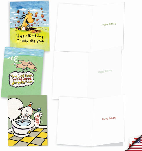 The Best Card Company - 10 Cute Birthday Note Cards with Envelopes - Pets and Animal Notecards - Boxed Assortment