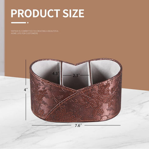 TV Remote Control Holder, PU Leather Caddy with 3 Compartments for DVD, Blu-Ray, Media Player, and Accessories
