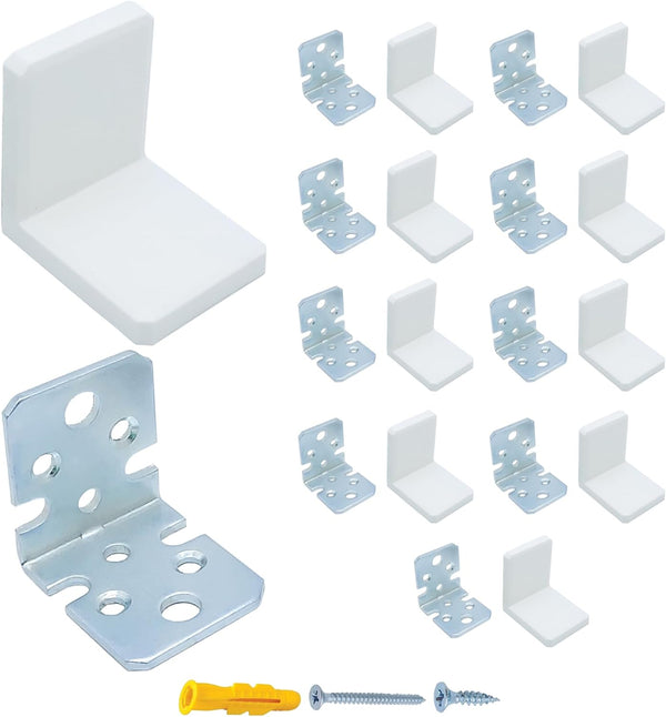 MR.BRACKET MR BRACKET L Bracket, White Shelf Brackets Pack of 10, Heavy Duty