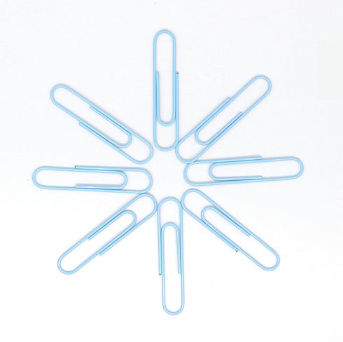 Large Paper Clips, Jumbo, 50mm, 2 inches, Smooth, 100 Pcs/Box (Light Blue)