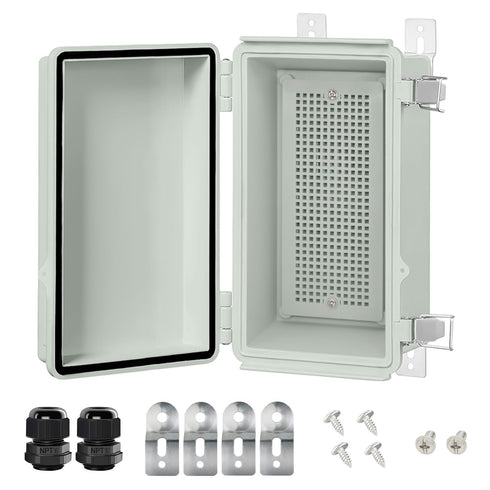 LeMotech Electrical Box, IP67 Waterproof Hinged Cover Junction Box, ABS Plastic Enclosure with Mounting Plate, Wall