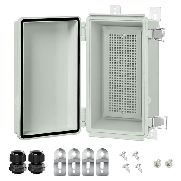 LeMotech Electrical Box, IP67 Waterproof Hinged Cover Junction Box, ABS Plastic Enclosure with Mounting Plate, Wall