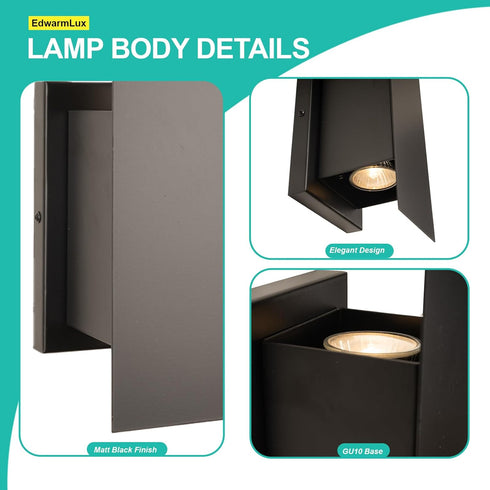 Edwarmlux Dimmable GU10 Bulbs Indoor Wall Sconces, Modern Wall Lights, Up and Down Wall Mount Light, Hardwired Wall