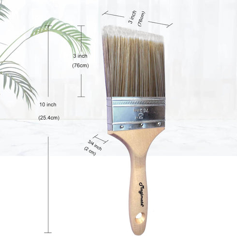 Flat Paint Brush Soft Bristle 3 inch Wide Wooden Stain Brush for Walls, Furniture, Chalk and Fence, Utility Household Paint Brush by Magimate