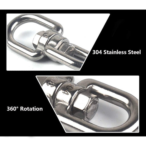 304 Stainless Steel Eye to Eye Swivel Ring, M6 1/4" Key Ring Connectors for Anchor Chain (5PCS)