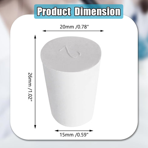 10 Pcs White Solid Rubber Stoppers 2#, Tapered Lab Rubber Plugs for Sealing
