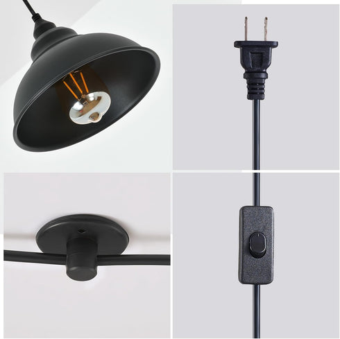 KOLAKODLUX Ma625 Plug in Pendant Light Fixtures Hanging Lamp Shades Hanging Light with Plug in Cord Black Light Corner