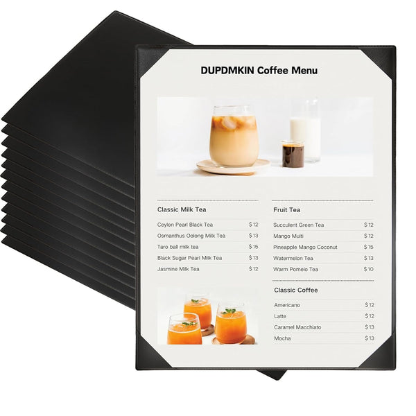 12 Pack Menu Covers 8.5" x 11" 1 View PU Leather Menu