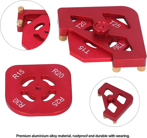 Ylwxzenith Set R15 R30, T15 Aluminium Alloy Router Template for Woodworking, Round Corner Radius Jig Tool Kit, Quick