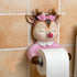 FUTUREORYY Cartoon Deer Roll Paper Holder Toilet Paper Shelf Wall-Mounted No Drilling Decorative Tissue Rack
