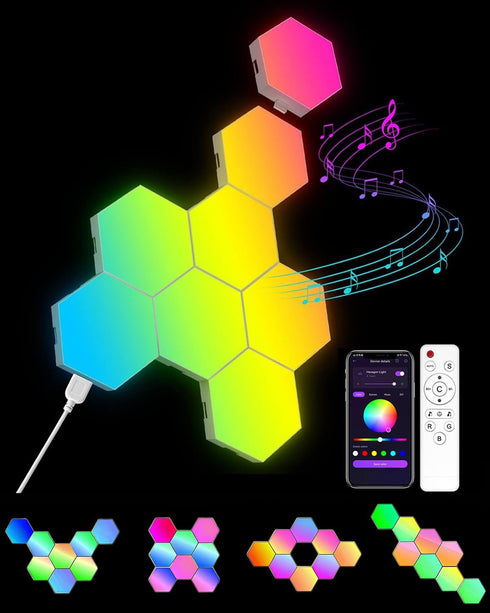 Kangtaixin Hexagon LED Lights 8 Pack - RGB Wall Panels with Music