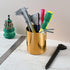 Nordic Style Stainless Steel Desk Organizer, Simple Pen Cup, Makeup Brush Holder for Vanity, Bathroom, Golden