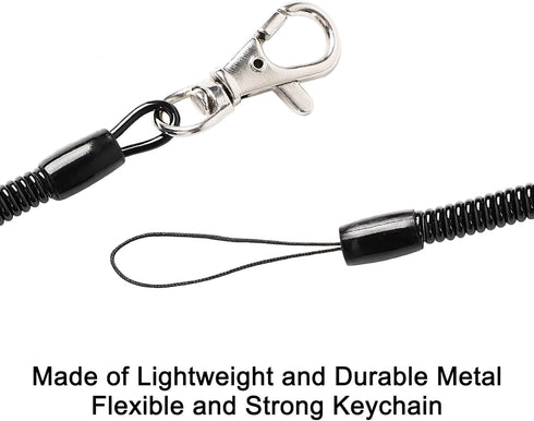 uxcell Retractable Coil Springs Lanyard, 3 Pcs Keychain Cord Holder Strap with Lobster Claw Clasps, Anti-Theft Security