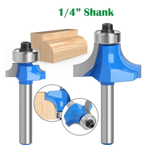 Totowood 7Pcs 1/4 1/2",3/8",5/16",1/4",3/16",5/32",1/8",Carbide 2 Roundover Router Bit Shank,Radius in Tip Flutes