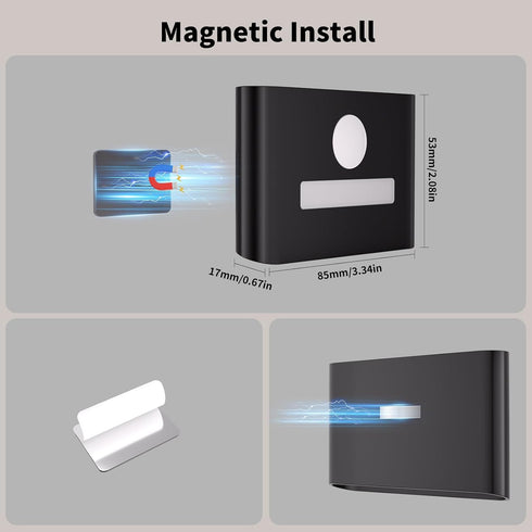 3 Dimmable Stairs,Hallway,Closet,Cabinet,Bedroom,Black WOBSION Rechargeable Wireless Motion Sensor Stair Lights