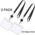 YOUOWO Black Lanyard with Horizontal ID Badge Holder 4x3 and Retractable Badge Reel, 2 Pack