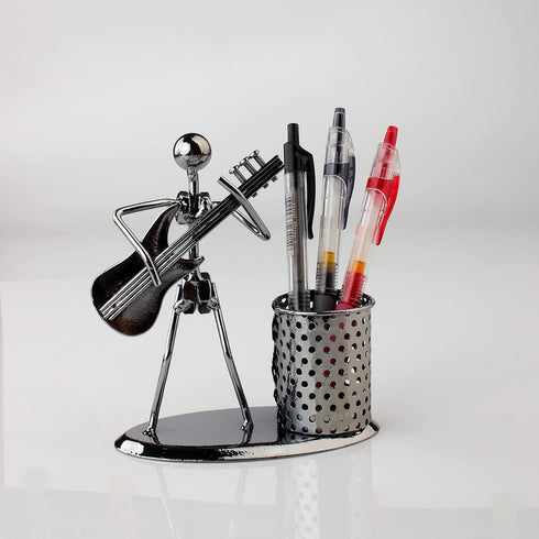 Metal Art Pen Pencil Holder, Musician Design, Home Office Desk Organizer