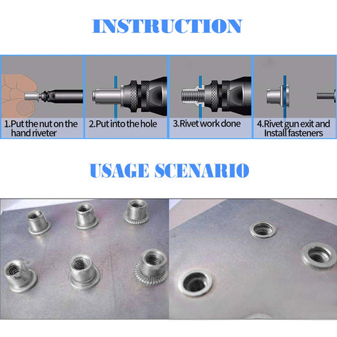 Glarks 210Pcs Aluminum Alloy Rivetnut Insert Nutsert Assortment Kit - M3 M4 M5 M6 M8 M10 Flat Head