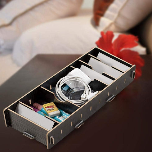 Jadpes Wooden Business Card Case, Innovative Storage Box Holder Pocket for Office Desk Organizer (#02)