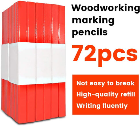 Gegong 72Pcs Carpenter Pencils 7 inch Octagonal Red Hard Black Lead Carpenter Pencil Woodworking Marking Tool by Gegong