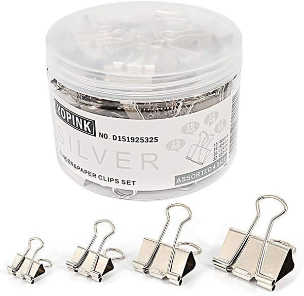 Binder Paper Clips, Assorted Sizes Set for Office School and Home Supplies, Silver