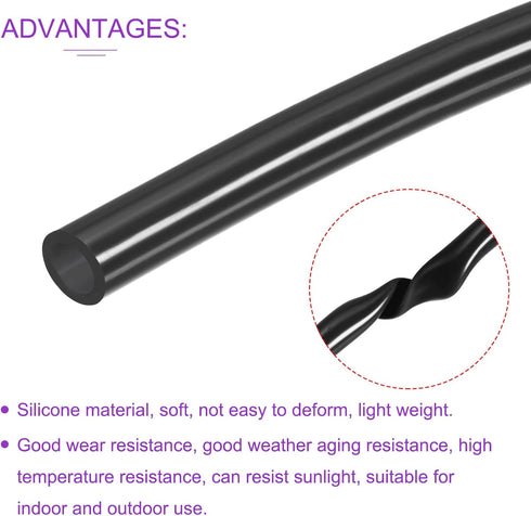 DMiotech Black Silicone Tube 5/16"(8mm) ID 1/2"(12mm) OD 3.3 Feet Industrial Tubing for Water Air Pump