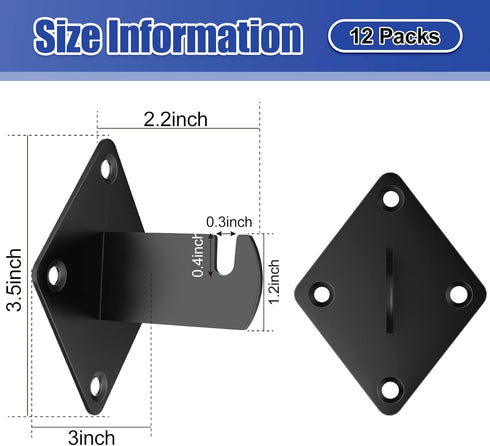 12 Pcs Gridwall Mount Brackets with Screws for Clothing Store Retail Display Wall Organization