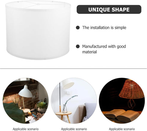 Bulb, (13 inch) Angoily Cloth Lampshade, Drum Lamp Shades, Barrel, Clip on Fabric, Small for Table and Floor Light