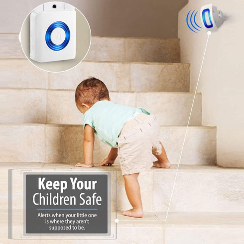 Caregiver Pager Indoor Motion Sensor Alarm for Fall Prevention - 2 Pager + 1 Sensor for Elderly Dementia Patients
