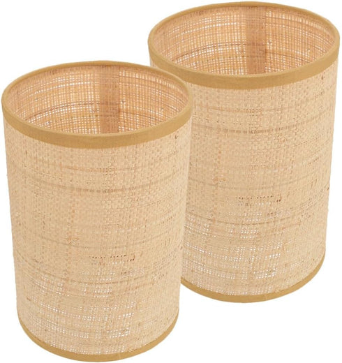 Veemoon 2pcs Rattan Drum Lamp Shade Replacement Chandelier Lampshade Woven Cylinder Light