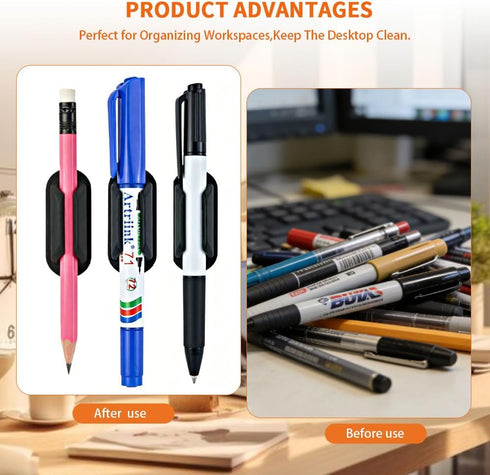Yanchexp 40 PCS Adhesive Pencil Holders for Desk,Silicone Pencil Holder with Upgraded Adhesive Pads, Flexible Pen