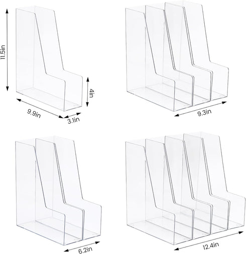 Vertical File Holder, Clear PET Desk Organizer for Magazines, Binders, Notebooks, Multi-purpose Document Storage