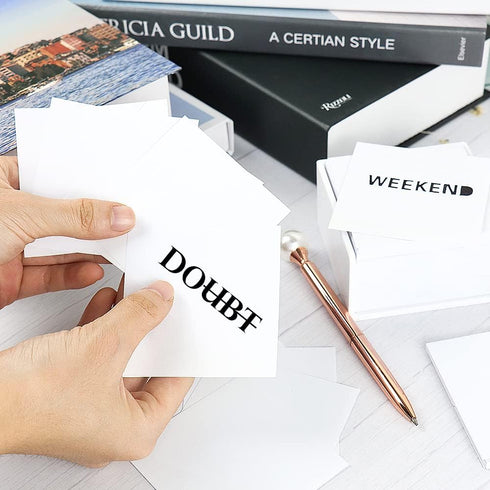 White Non-Sticky Notes 3 x 3 Inch Memo Pads, Blank Loose Paper with Acrylic Holder for Office, Home, School (500 Sheets)