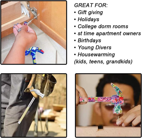 6 in 1 Mini Multifunction Copper Hammer and Screwdriver Kit, Hand Tools for Opening Walnuts and Household Repair