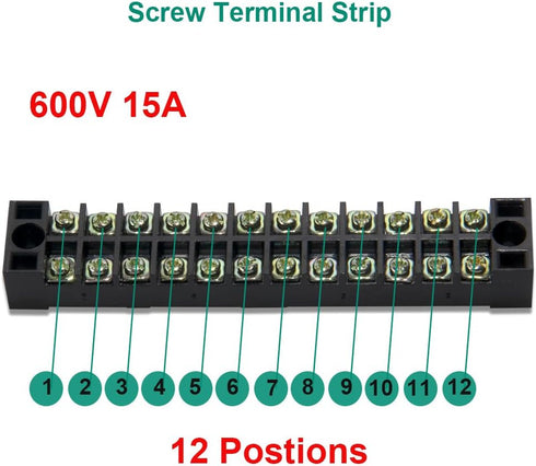 MILAPEAK 10pcs (5 Sets) 12 Positions Dual Row 600V 15A Screw Terminal Strip Blocks with Cover + 400V 15A 12 Positions