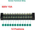 MILAPEAK 10pcs (5 Sets) 12 Positions Dual Row 600V 15A Screw Terminal Strip Blocks with Cover + 400V 15A 12 Positions