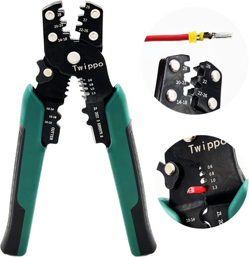 Wire Crimper Tool with Stripper Cutter, Crimping Tool for Open Barrel Terminals and Heat Shrink Connectors, 26-10 AWG